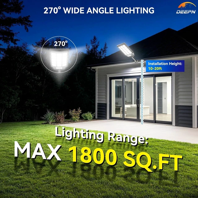 Alt view image 4 of 7 - Deepn Solar Lights Outdoor Waterproof, Solar Street Lights, TW015, 2 Pack