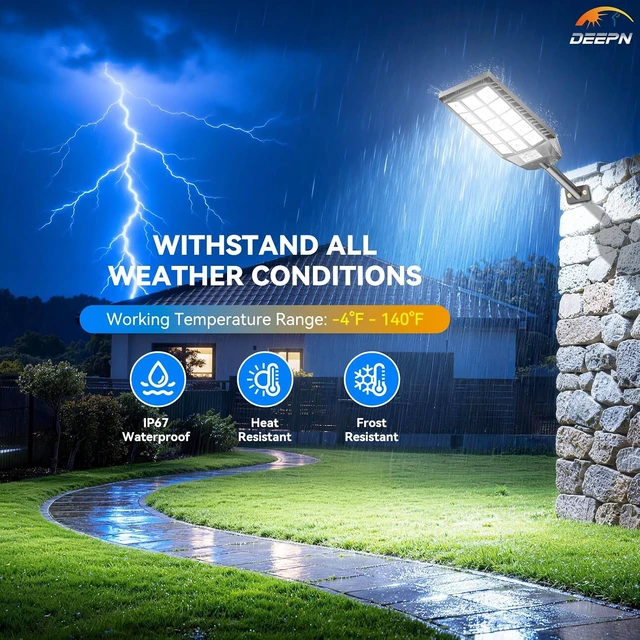 Alt view image 6 of 7 - Deepn Solar Lights Outdoor Waterproof, Solar Street Lights, TW015, 2 Pack