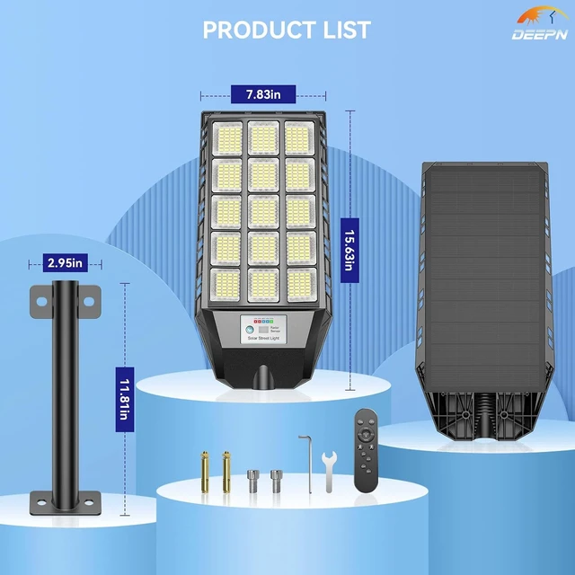 Alt view image 7 of 7 - Deepn Solar Lights Outdoor Waterproof, Solar Street Lights, TW015, 2 Pack