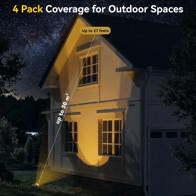 Alt view image 2 of 7 - Solar Spot Lights Outdoor Waterproof IP68,RGB Spotlights with Remote,4-Pack