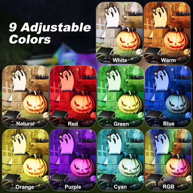 Alt view image 7 of 7 - Solar Spot Lights Outdoor Waterproof IP68,RGB Spotlights with Remote,4-Pack