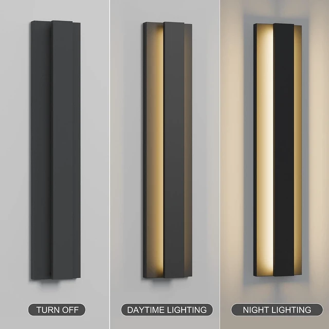 Alt view image 7 of 7 - LamQee 23.6 Inch Modern Outdoor Wall Light Exterior Lighting Fixtures, 3000K 24W LED Contemporary Outdoor Sconces Wall Lighting, Matte Black Outside Wall Mount Lights for House Garage Porch Patio Door
