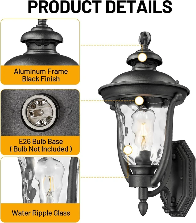 Alt view image 5 of 7 - Porch Lights Outdoor Light Fixtures Wall Mount Exterior Lights