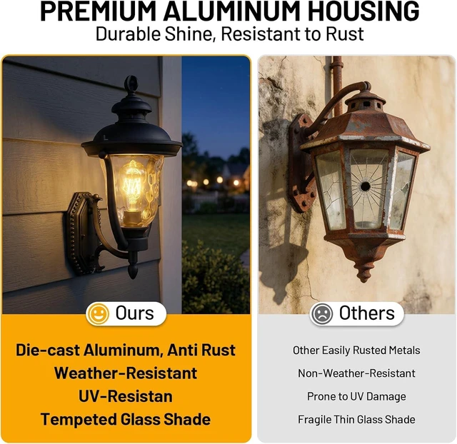 Alt view image 6 of 7 - Porch Lights Outdoor Light Fixtures Wall Mount Exterior Lights