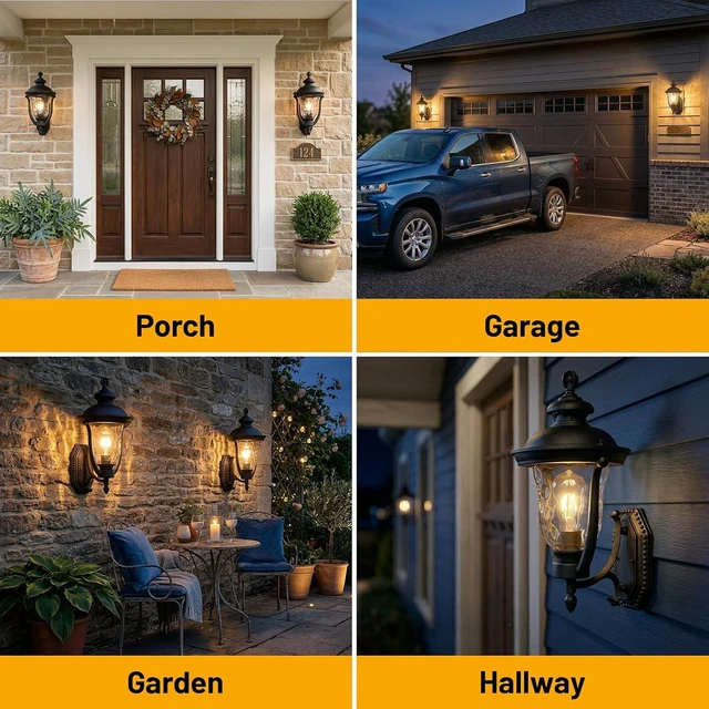 Alt view image 7 of 7 - Porch Lights Outdoor Light Fixtures Wall Mount Exterior Lights