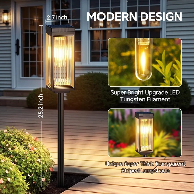 Alt view image 2 of 7 - ELECLINK Solar Lights Outdoor Pathway, Upgraded 8 Pack