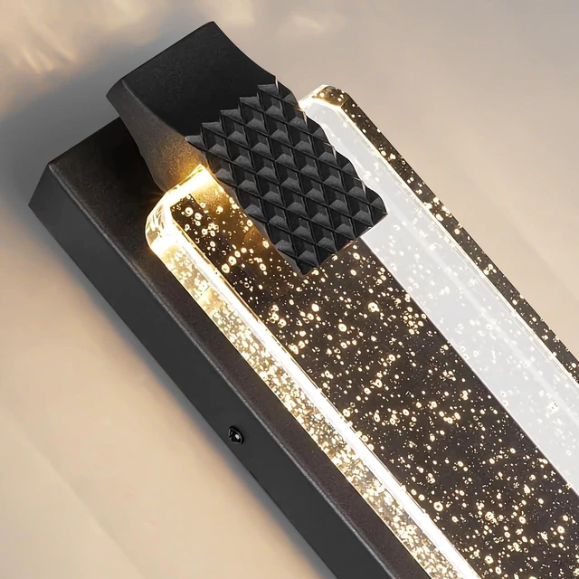 Alt view image 2 of 7 - Tipace 15.7in Black Outdoor Wall Sconces Modern LED Crystal Exterior Lights, Long Linear Porch Lights Outside Lighting for Entrance, Hallway, Garage,Patio,Doorway