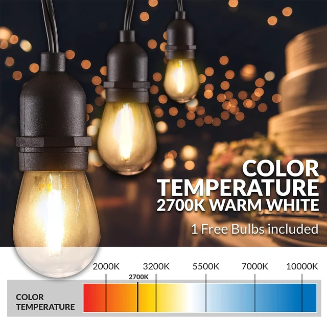 Alt view image 6 of 7 - Newhouse Lighting LED String Lights with Weatherproof Technology, Dimmable with Wireless Remote Control, 48ft and 16 (15+1 Free) LED Light Bulbs Included, Black (CSTRINGLEDDIM)