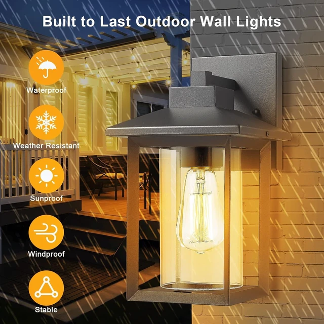 Alt view image 3 of 7 - Outdoor Wall Mount Lights, H11.84 Exterior Wall Sconces, Outdoor Lighting Fixture, Exterior Lantern, Lighting Fixture for Patio, Porch (Black, 11.84" H)
