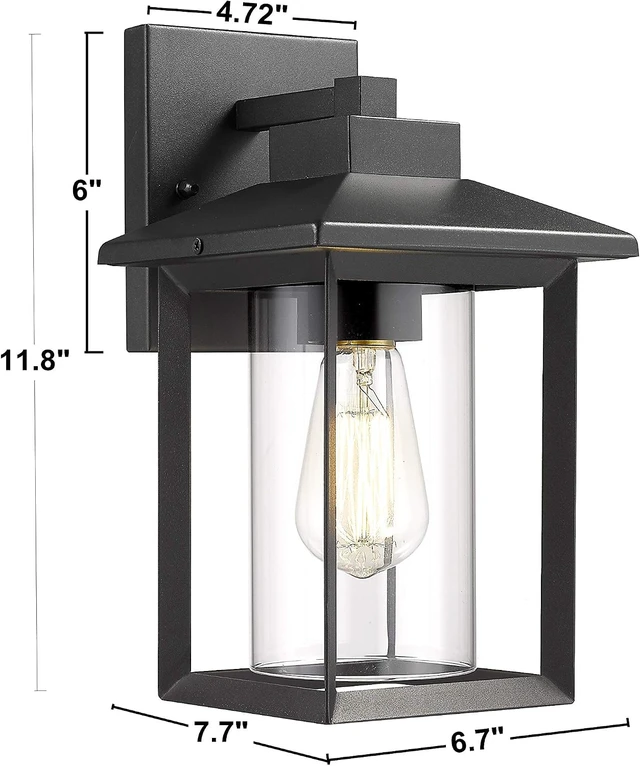 Alt view image 2 of 7 - Outdoor Wall Mount Lights, H11.84 Exterior Wall Sconces, Outdoor Lighting Fixture, Exterior Lantern, Lighting Fixture for Patio, Porch (Black, 11.84" H)