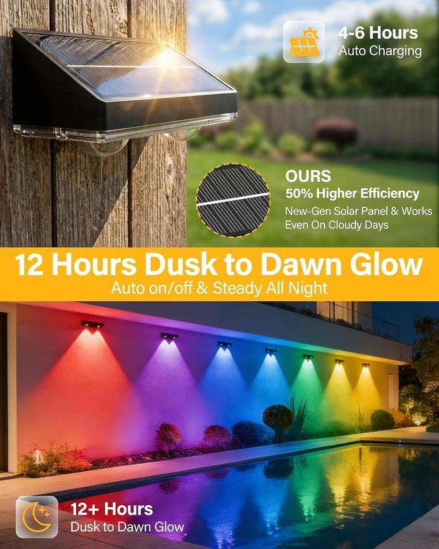 Alt view image 3 of 7 - Solar Fence Lights Outdoor, 12 Pack Fence Lights Solar Powered