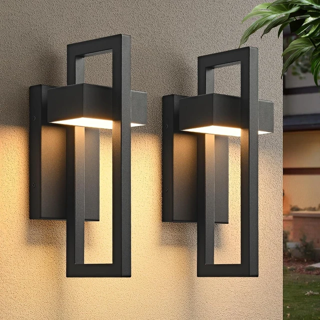 Main image of Outdoor Wall Lights Modern LED Exterior Lighting Fixtures, 3000K 20W Outdoor Wall Sconce for Porch, Matte Black Outside Wall Mount Lights for Front Door House Garage Indoor 2 Packs