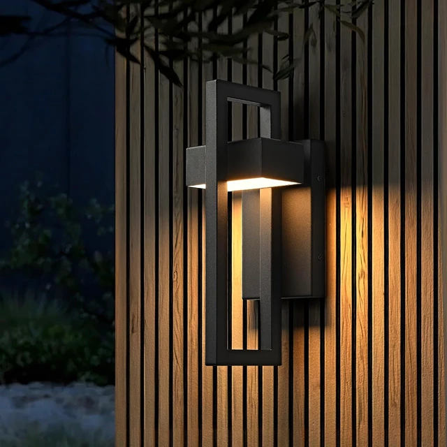 Alt view image 3 of 7 - Outdoor Wall Lights Modern LED Exterior Lighting Fixtures, 3000K 20W Outdoor Wall Sconce for Porch, Matte Black Outside Wall Mount Lights for Front Door House Garage Indoor 2 Packs