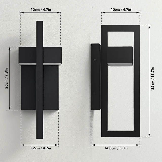 Alt view image 5 of 7 - Outdoor Wall Lights Modern LED Exterior Lighting Fixtures, 3000K 20W Outdoor Wall Sconce for Porch, Matte Black Outside Wall Mount Lights for Front Door House Garage Indoor 2 Packs