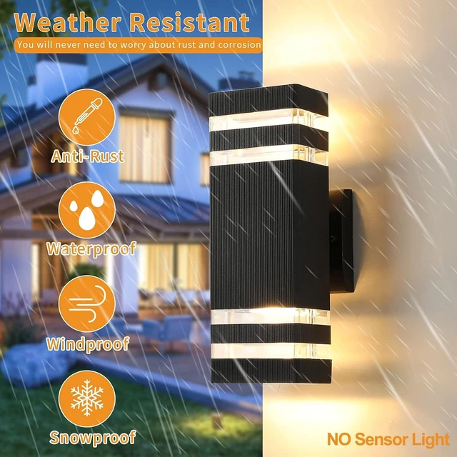 Alt view image 2 of 7 - tewei LED Up Down Outdoor Wall Lights, Black Exterior Lighting Fixtures