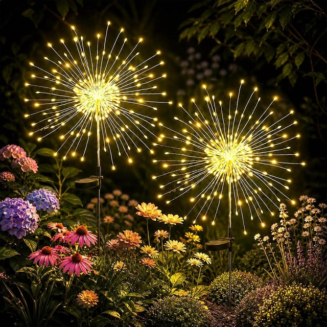 Main image of Anordsem Solar Firework Lights Outdoor Garden Fairy Lights 2 Pack Warm
