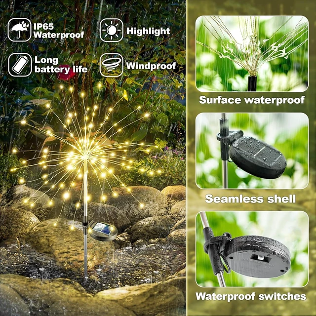Alt view image 5 of 7 - Anordsem Solar Firework Lights Outdoor Garden Fairy Lights 2 Pack Warm