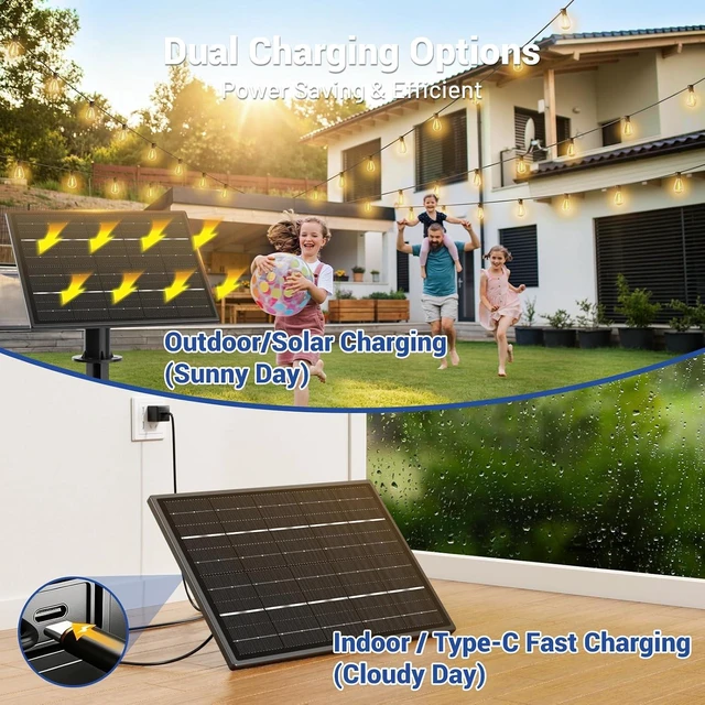 Alt view image 5 of 7 - 100FT Solar String Lights Outdoor Waterproof, 35+1 LED Solar Powered Lights with Remote Control, 3 Light Modes & Dimmable, USB-C Charging for Patio, Backyard, Garden, Camping