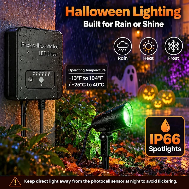 Alt view image 5 of 7 - RGBW Low Voltage Landscape Lighting Kit, 20W Outdoor Spotlight 6Pack
