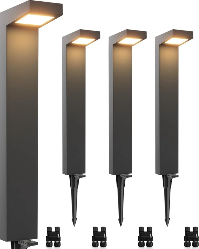 Main image of SUNVIE 5W 3000K LED Low Voltage Landscape Pathway Lights Black, 4 Pack