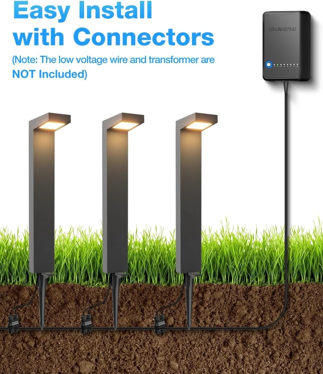 Alt view image 7 of 7 - SUNVIE 5W 3000K LED Low Voltage Landscape Pathway Lights Black, 4 Pack