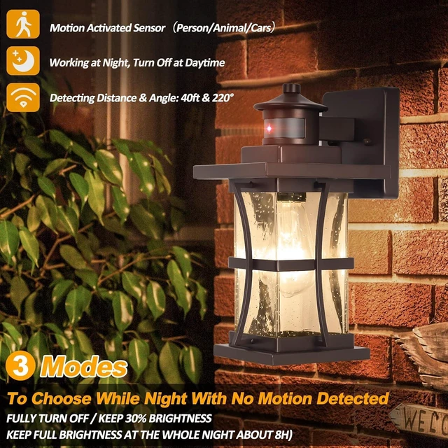 Main image of 2 Packs Motion Sensor Outdoor Lights - Dusk to Dawn Outdoor Lighting, Oil Rubbed Bronze Porch Lights Outdoor Wall Sconce, Waterproof Exterior Light Fixtures for House, Garage, Entryway Anti-Rust, E26