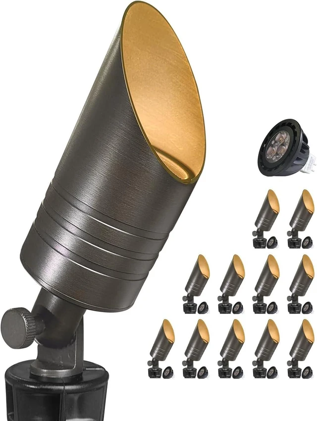 Main image of MALORY Solid Brass Landscape Spotlight 12-Pack with 5W MR16 Bulb(S05)