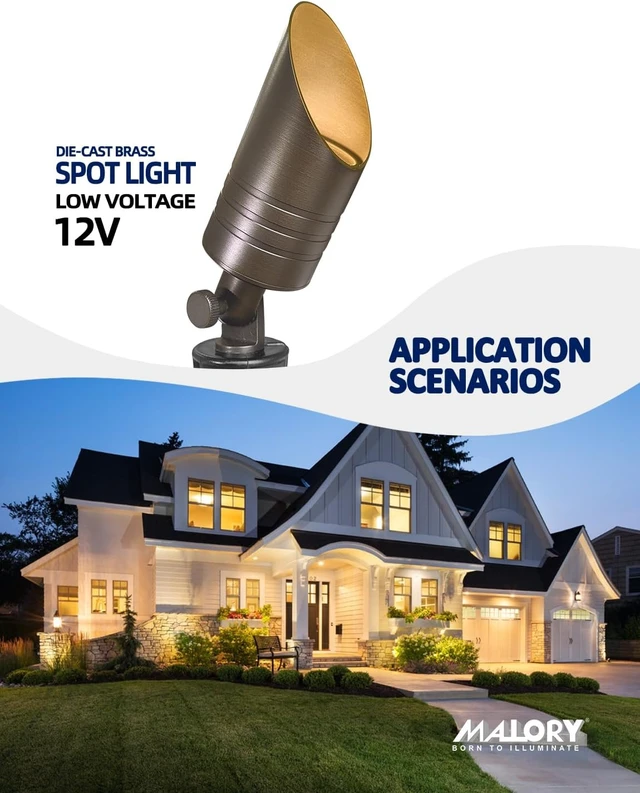 Alt view image 4 of 7 - MALORY Solid Brass Landscape Spotlight 12-Pack with 5W MR16 Bulb(S05)