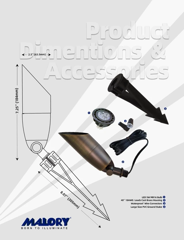 Alt view image 7 of 7 - MALORY Solid Brass Landscape Spotlight 12-Pack with 5W MR16 Bulb(S05)