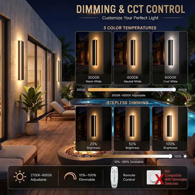 Alt view image 3 of 7 - Modern Outdoor Wall Light 2pack 31in, 4.33in Width, Dimmable LED