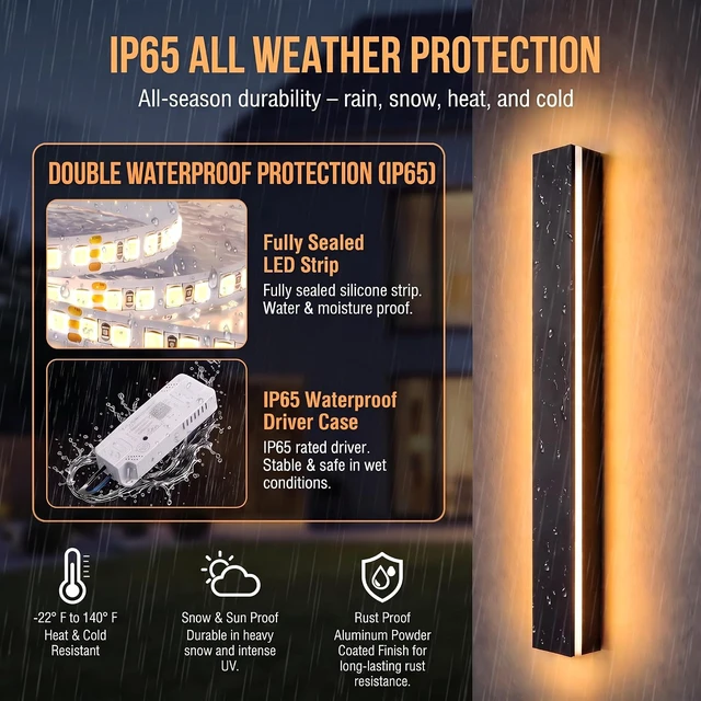 Alt view image 5 of 7 - Modern Outdoor Wall Light 2pack 31in, 4.33in Width, Dimmable LED