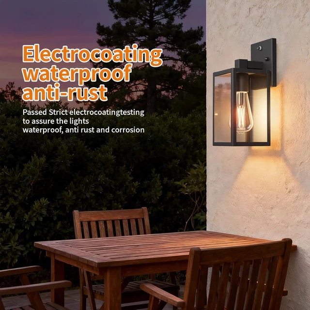 Alt view image 3 of 7 - Dusk to Dawn Outdoor Porch Lighting Fixtures Wall Mount, Sensor Exterior Wall Light for House, Ouside Lantern Lamp, Waterproof Wall Sconce Lights, Black Metal Coach Light for Garage Entryway