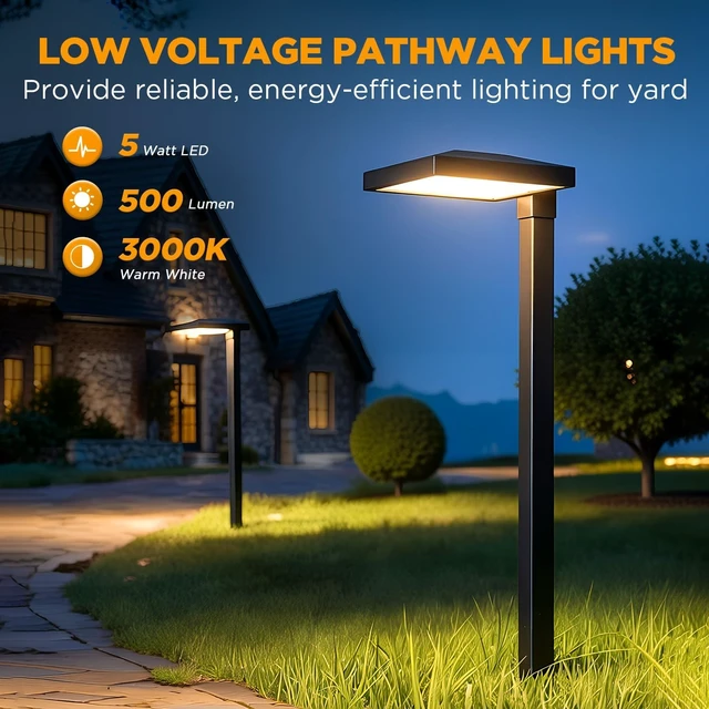 Alt view image 3 of 7 - LUTEC 6 Pack Low Voltage Pathway Lights, Aluminum 12V Landscape Lighting with ConnectorsIP65 Waterproof Anti-Glare Wired LED Pathway Lights, 5W 500LM Warm White 3000K for Pathway, Yard, Garden