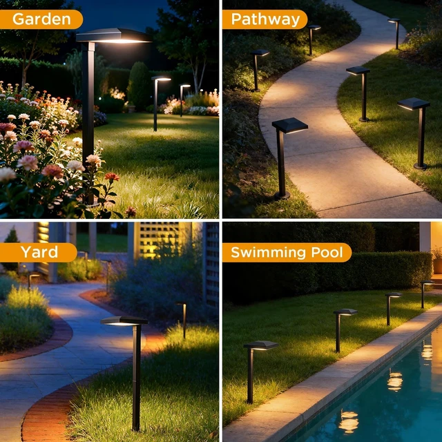 Alt view image 7 of 7 - LUTEC 6 Pack Low Voltage Pathway Lights, Aluminum 12V Landscape Lighting with ConnectorsIP65 Waterproof Anti-Glare Wired LED Pathway Lights, 5W 500LM Warm White 3000K for Pathway, Yard, Garden