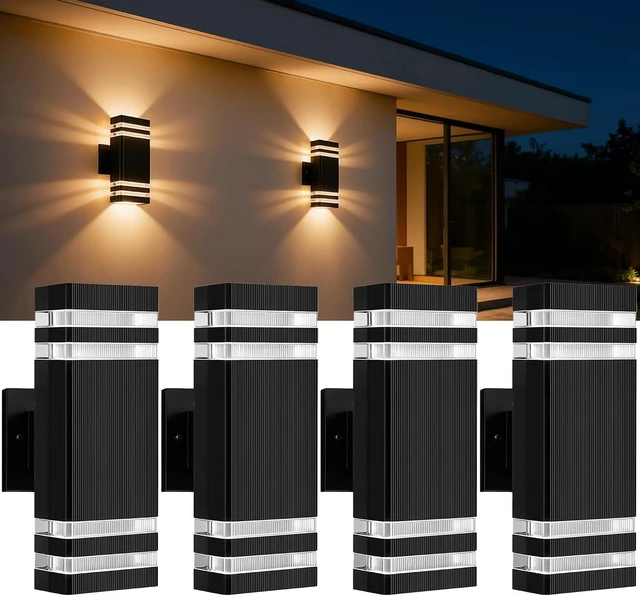 Main image of JYV 4Packs Square Outdoor Wall Lights, Up and Down Lighting Fixtures, Black
