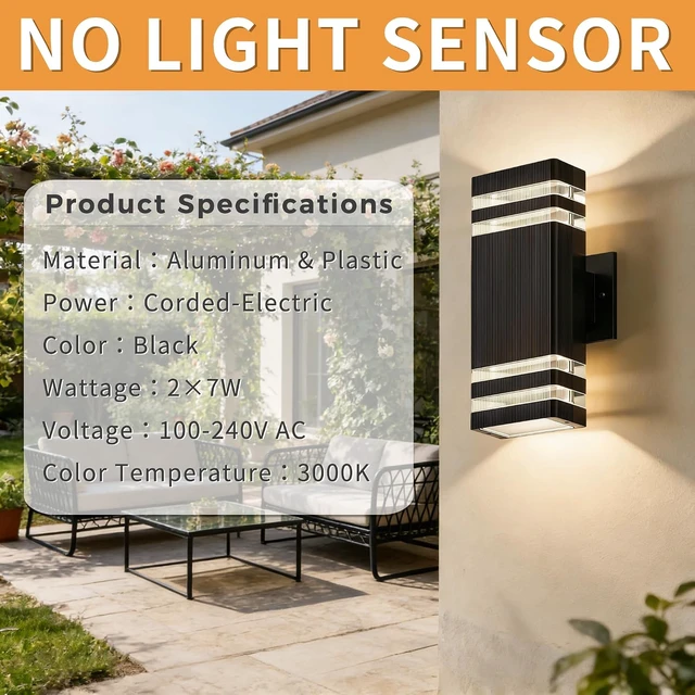 Alt view image 3 of 7 - JYV 4Packs Square Outdoor Wall Lights, Up and Down Lighting Fixtures, Black