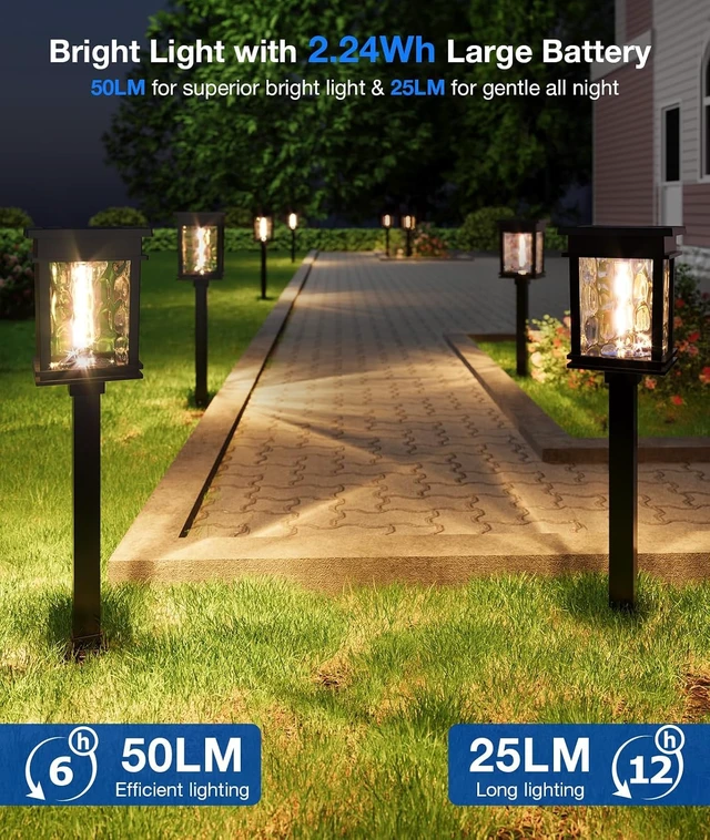 Alt view image 3 of 7 - XMCOSY+ Solar Pathway Lights Outdoor, 6 Pack Solar Powered Garden Lights