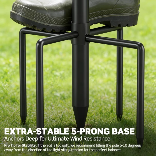 Alt view image 4 of 7 - String Light Poles 4-Pack - 10FT, 5-Prong Base for Patio Deck
