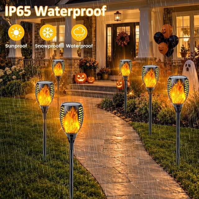 Alt view image 2 of 7 - Solar Torch Lights with Flickering Flame Larger Size Halloween Decorations