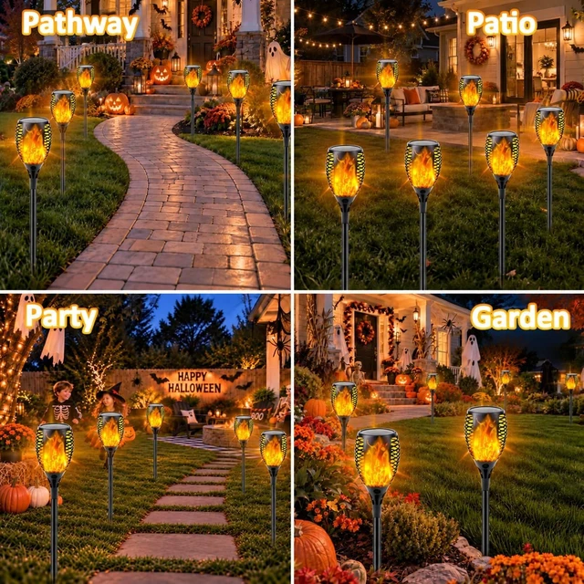 Alt view image 4 of 7 - Solar Torch Lights with Flickering Flame Larger Size Halloween Decorations
