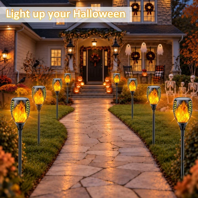 Alt view image 6 of 7 - Solar Torch Lights with Flickering Flame Larger Size Halloween Decorations