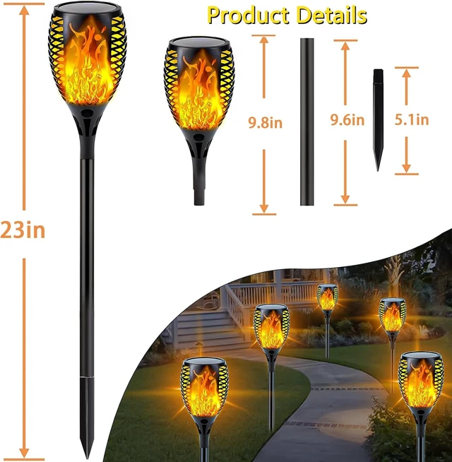 Alt view image 7 of 7 - Solar Torch Lights with Flickering Flame Larger Size Halloween Decorations