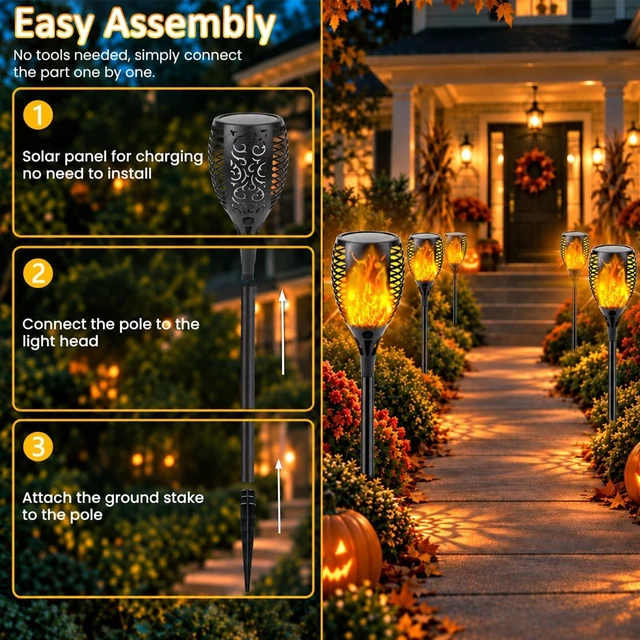 Alt view image 5 of 7 - Solar Torch Lights with Flickering Flame Larger Size Halloween Decorations