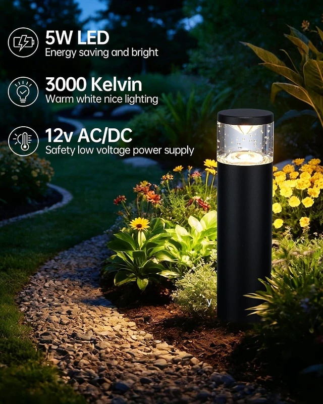 Alt view image 2 of 7 - LITFIT 4Pack Low Voltage Bollard Landscape Lights, 12V Aluminum Path Light