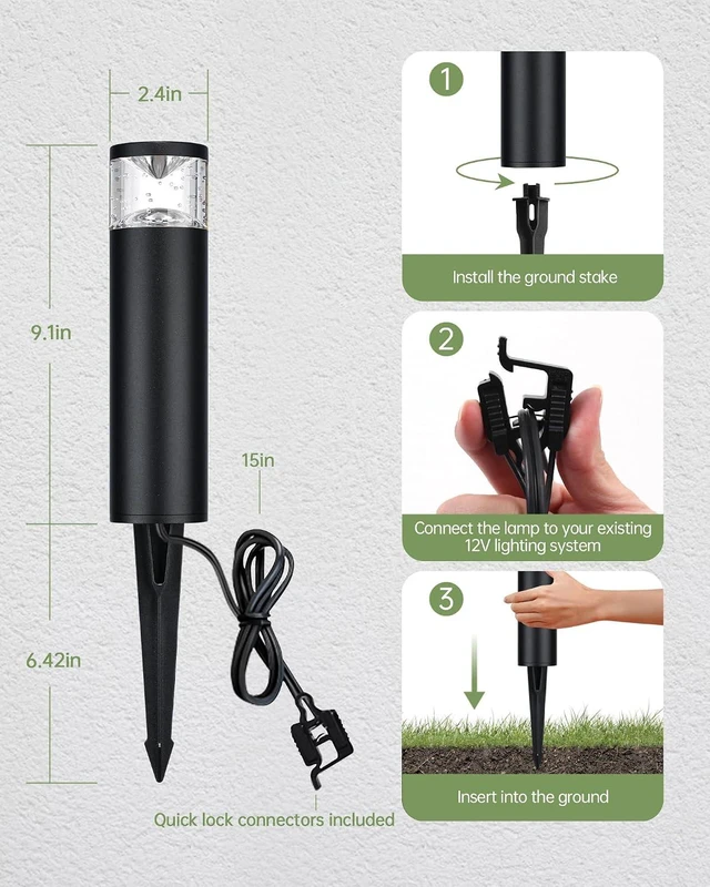 Alt view image 4 of 7 - LITFIT 4Pack Low Voltage Bollard Landscape Lights, 12V Aluminum Path Light