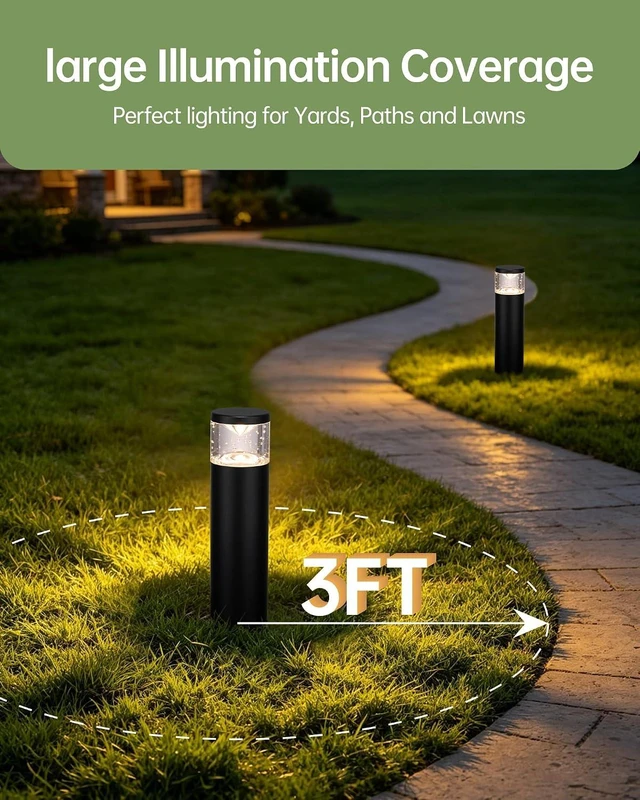 Alt view image 7 of 7 - LITFIT 4Pack Low Voltage Bollard Landscape Lights, 12V Aluminum Path Light