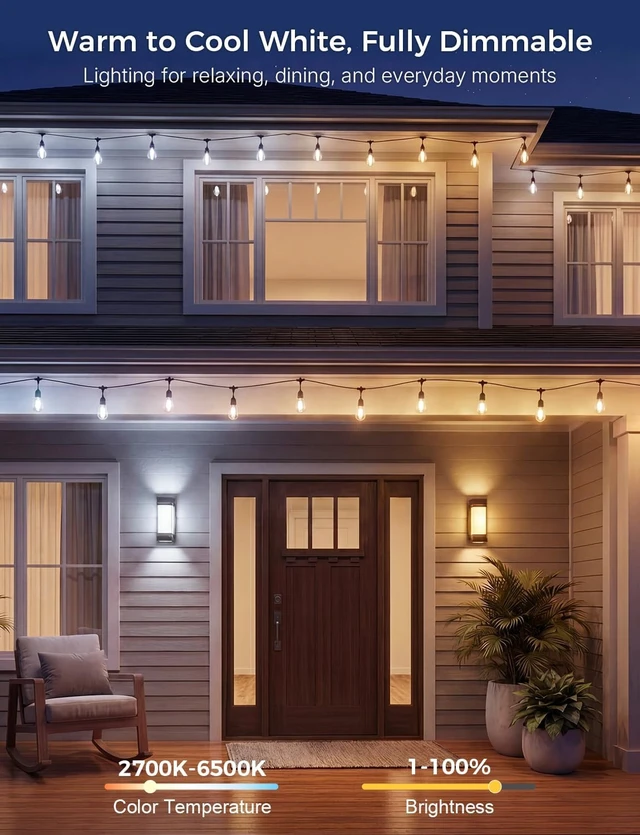 Alt view image 3 of 7 - XMCOSY+ Smart Outdoor String Lights 123FT, LED Patio Light with App Control
