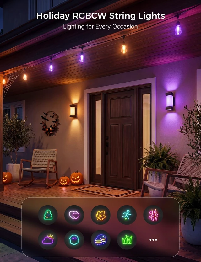 Alt view image 4 of 7 - XMCOSY+ Smart Outdoor String Lights 123FT, LED Patio Light with App Control