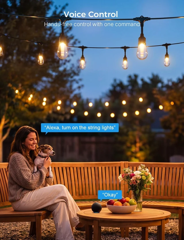 Alt view image 5 of 7 - XMCOSY+ Smart Outdoor String Lights 123FT, LED Patio Light with App Control