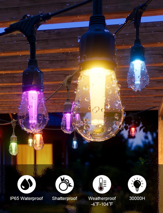 Alt view image 6 of 7 - XMCOSY+ Smart Outdoor String Lights 123FT, LED Patio Light with App Control